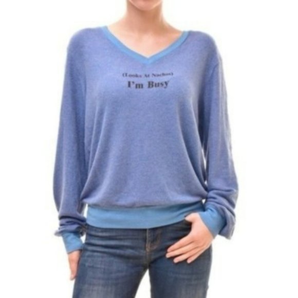 Wildfox I'm Busy...Nachos Medium Blue - Picture 1 of 7